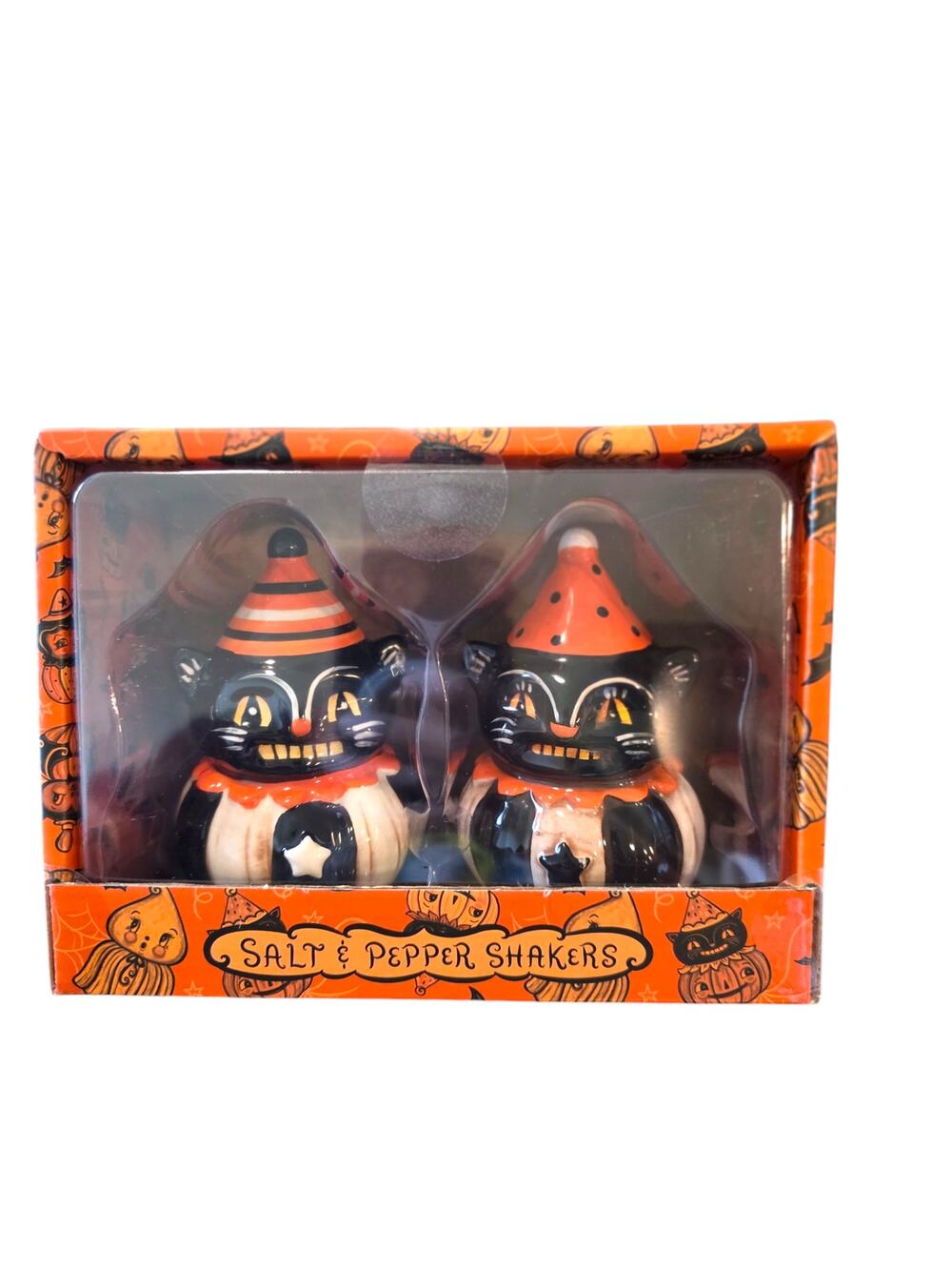 Johanna Parker Halloween Cat Salt & Pepper Shakers NEW